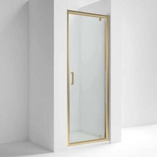 ShowerWorX Brushed Brass Pivot Door Shower Enclosure & Side Panel Bathroom