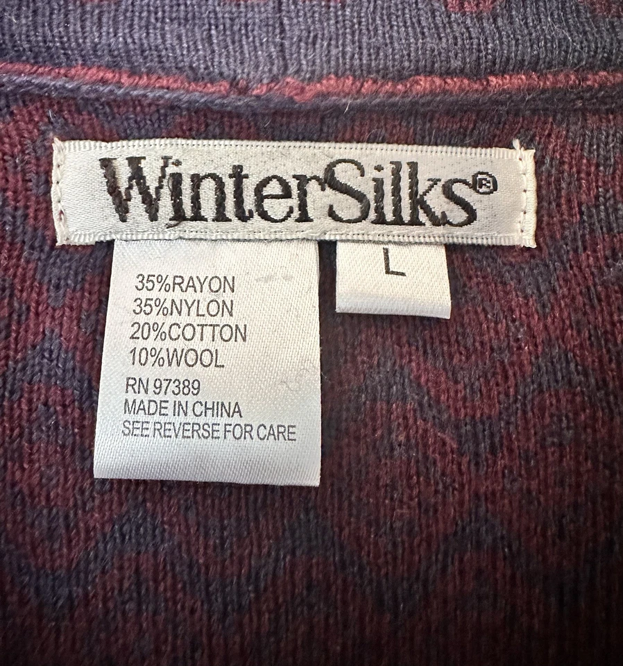 Cárdigan WinterSilks Mezcla Lana Peso Pesado Púrpura Asimétrico Para Mujer Talla L” Foto 3 de 3