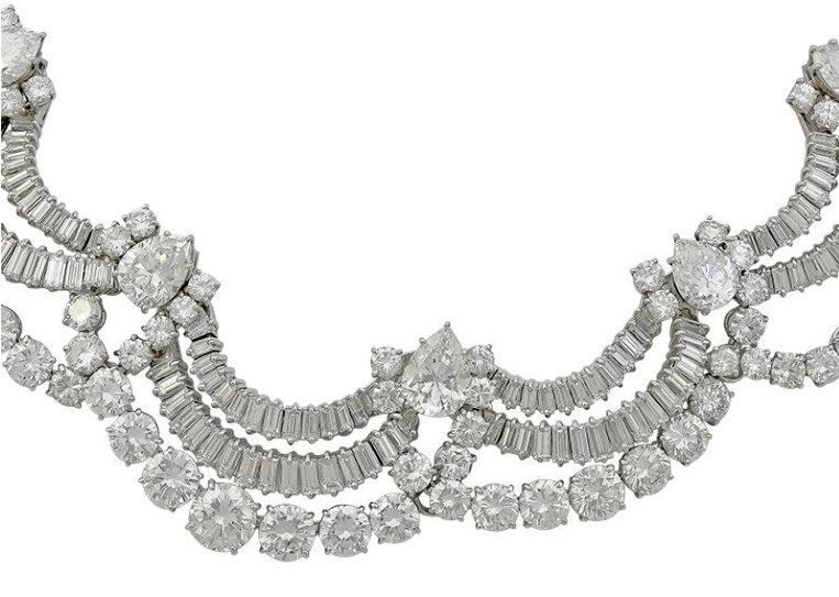 Impressive 119.55CT Multi Shape Lab-Created Dimaonds 935 Silver Wedding Necklace