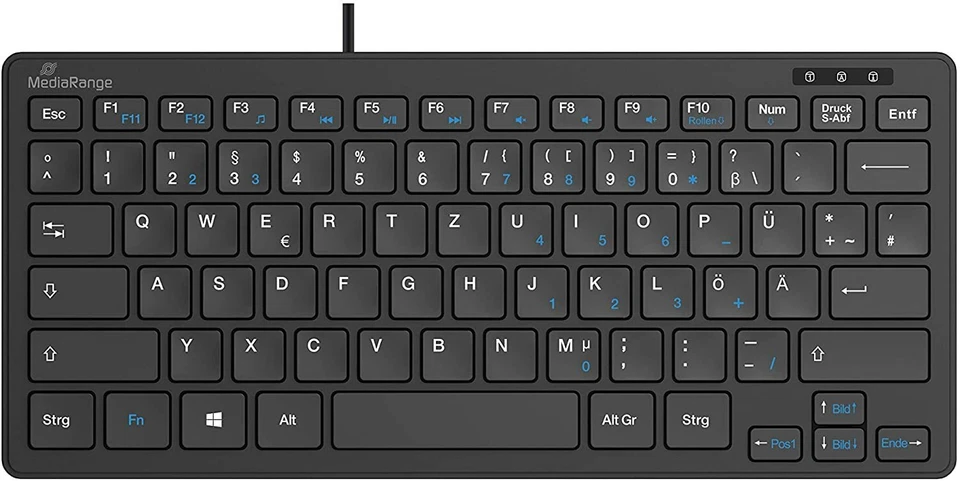 Mini kabelgebundene Kompakt- Flach USB Tastatur 78 Tasten QWERTZ