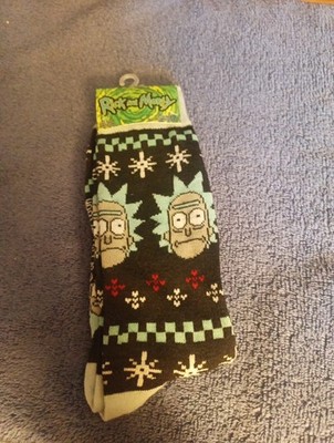 Official Adult Swim Snowflake RICK and MORTY Winter Sanchez Size 6-12 xmas Socks