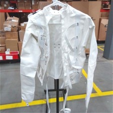 White Asylum Straight Jacket Costume S/M L/XL BODY HARNESS Restraint Armbinder