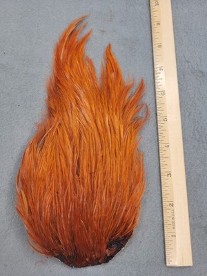 Lot 278, Grade B, DYED BROWN  India Rooster Streamer Neck Cape Feathers