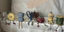 Vintage WMG Sewing Shelf Sitters Set Of Eight Anthropomorphic w/Faces