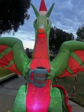 8 Ft Red Christmas LED Holiday DRAGON SANTA HAT AIRBLOWN YARD INFLATABLE Giant