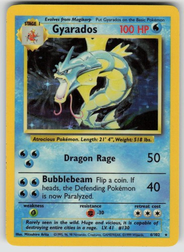 Gyarados 6/102 Holo Rare Base Set Unlimited Pokemon NM