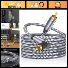 50ft Right Angle RCA Subwoofer Cable Male to Male - High-Quality Audio Connector