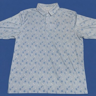 Straight Down Performance Polo Mens XL Gray Dice Poker Chips Golf Casino Shirt