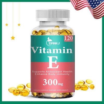 Vitamin E - 120 Capsules for Glowing Face Strong Hair Nails Glow Acne Wrinkles