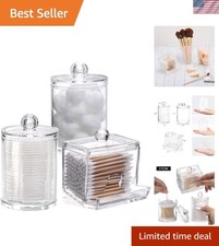 Glossy Plastic Bathroom Organizer Set - 2 x 10oz  1 x 7oz Storage Jars