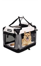 Soft Dog Crates Kennel for Pets, 3 Door Soft Sided Folding Travel Pet Carrier...