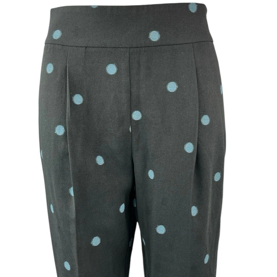 Pantalón Zara Negro Azul Lunares Cónico Cintura Alta Plisado Corto Tobillo Pantalones S Foto 4 de 4