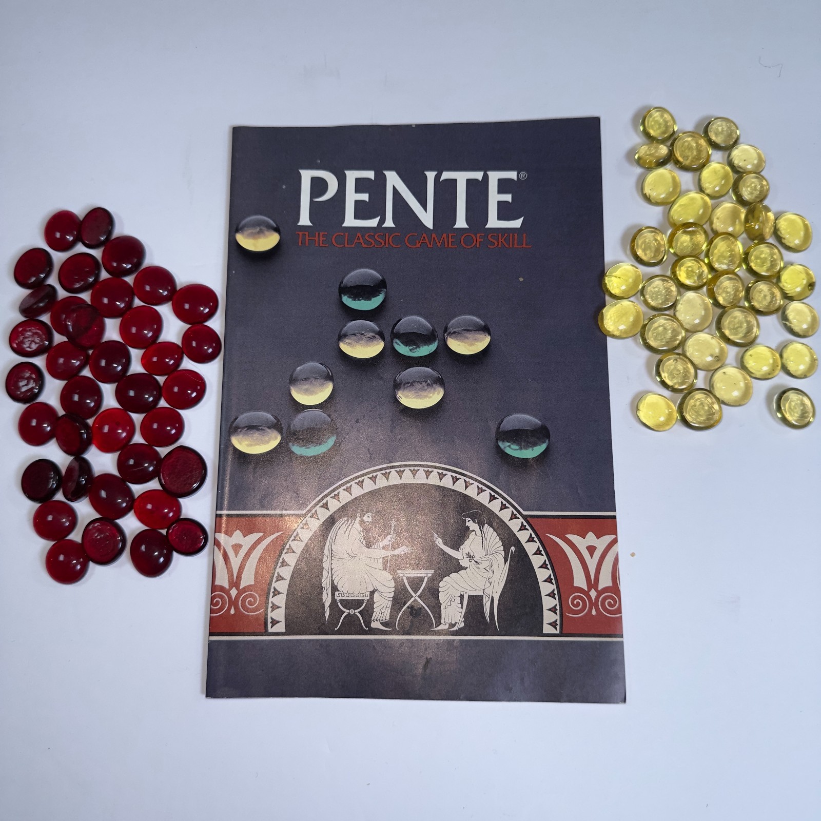 Pente Game Glass Stones Replacement Parts Pieces, Game Directions, 71 Pieces