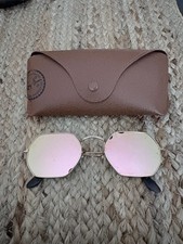 Ray-Ban RB3556-N Octagonal Sunglasses Gold Frame Pink Mirror Lenses
