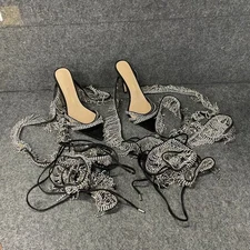 AZALEA WANG Turn Me On Diamond Stiletto Heels Women's Size 7.5 Black