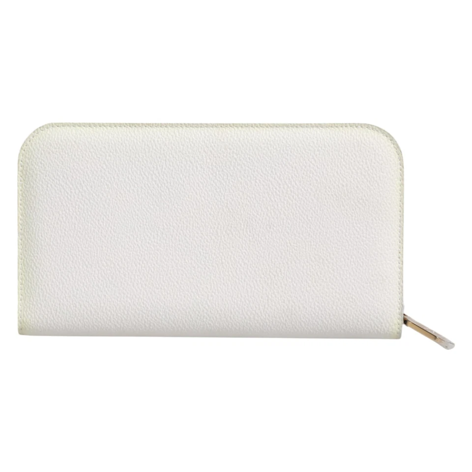 Cartera DOLCE & GABBANA Cuero Blanco Logo Placa Cremallera Alrededor Continental 600usd Foto 4 de 4