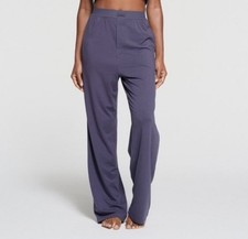 Skims Boyfriend Loose Fit Lounge Pants Sz L Sleet Blue MSRP 58 Butter Soft