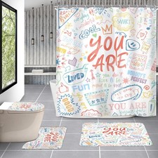 Kids Inspirational Quotes 4Pcs Shower Curtain Sets 72Wx72L Inch Positive You ...