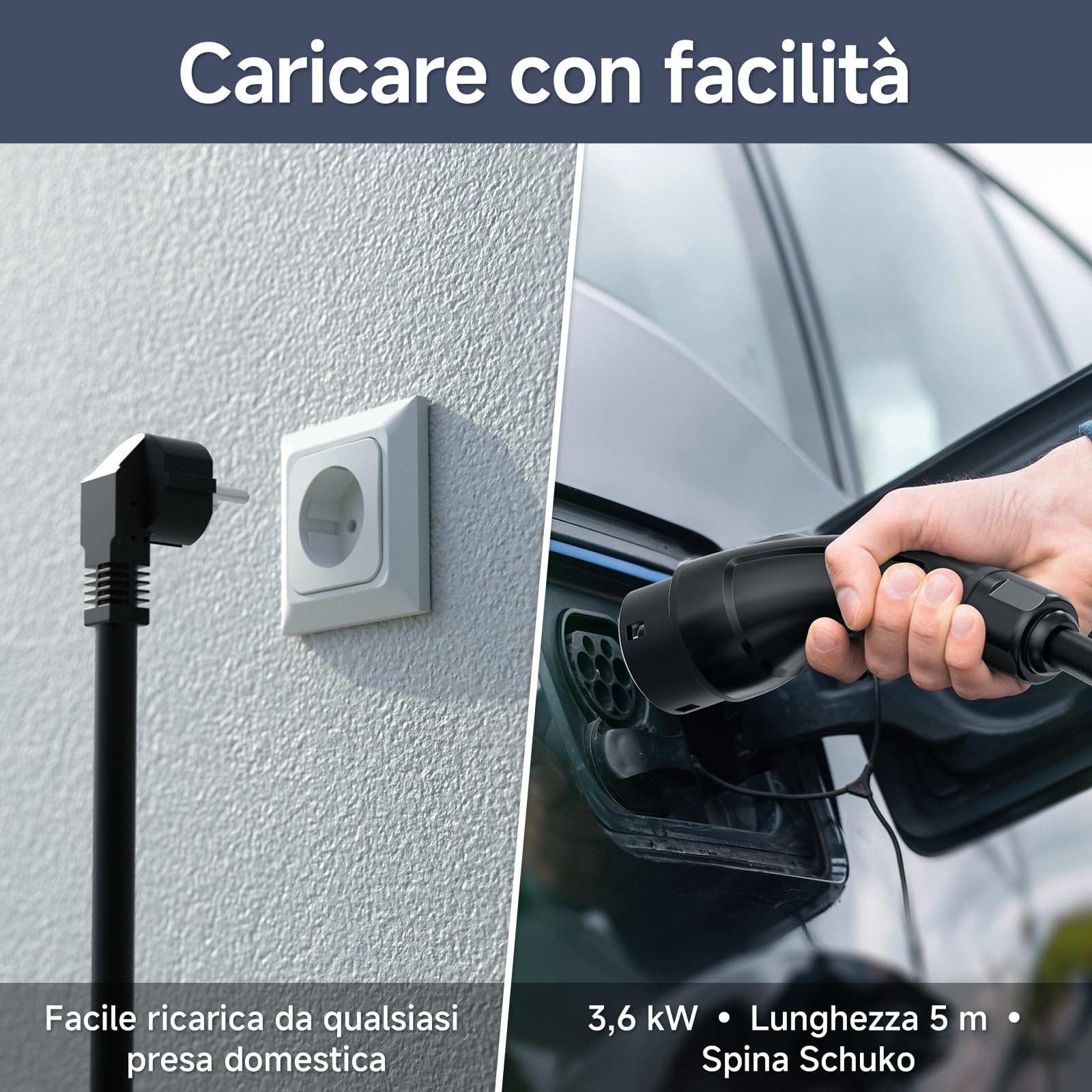 Cavo di Ricarica 3.6kw 5m 6-16a Cavo Ricarica Auto Elettrica Tipo 2 Colonnina - Miniatura 23