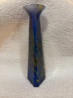 VINTAGE MURANO ART GLASS TRIANGULAR GLASS VASE MULTICOLORED SPECKLED