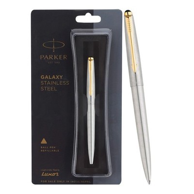 Parker Galaxy Edelstahl-Kugelschreiber mit Goldrand