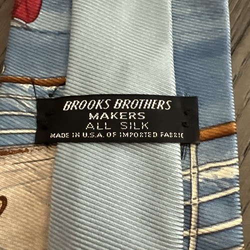 Brooks Brothers Makers All Silk Neck Tie Vintage Rare Leisure Cruise Scene - Picture 9 of 10