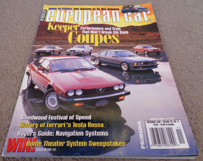 EUROPEAN CAR MAGAZINE NOVEMBER 1998 BMW ALFA JAG BENZ AUDI VW AMG M6 FERRARI