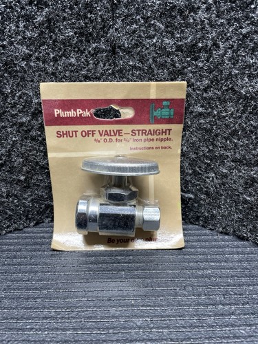 Vintage Plumb Pak PP53 / Straight Shut-Off Valve 1/2" FIP x 3/8" OD Chrome NOS