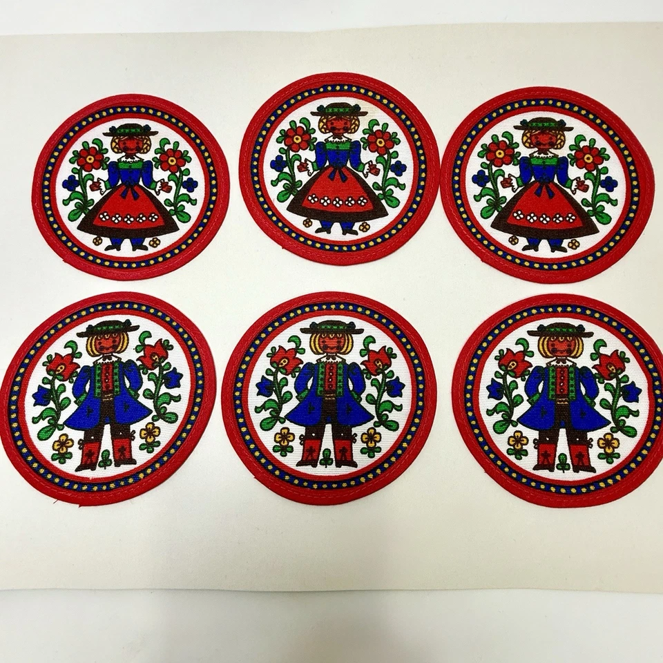 (7) Posavasos vintage de arte popular austriaco/alemano/holandés de los años 60 café té NUEVO Foto 2 de 4