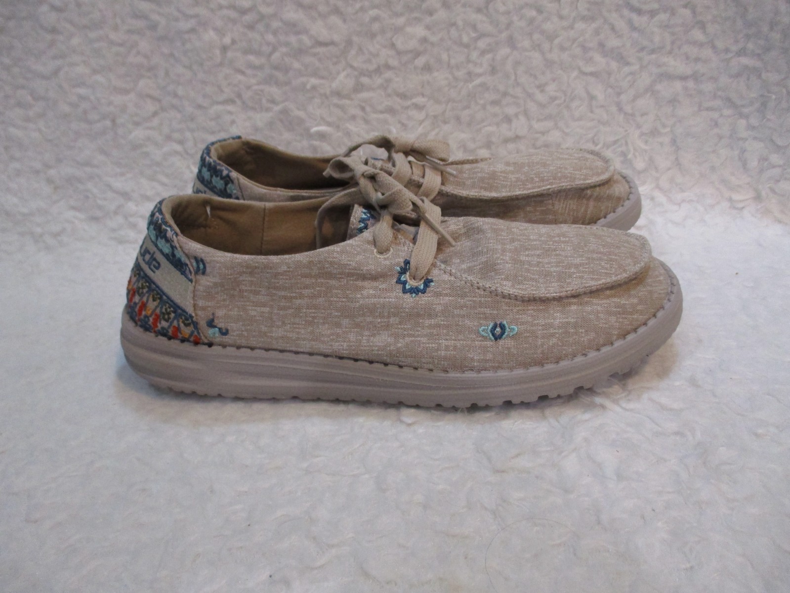 Women's, Hey Dude, Beige Synthetic, Slip on, Shoes, Size, 9
