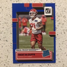 Trent McDuffie 2022 Donruss Rated Rookie Blue Press Proof #355 Chiefs Rams