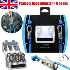 6 Hooks Rope with Roller Tensioner Lock Buckle Tie Down Rope  Cargo Tightening