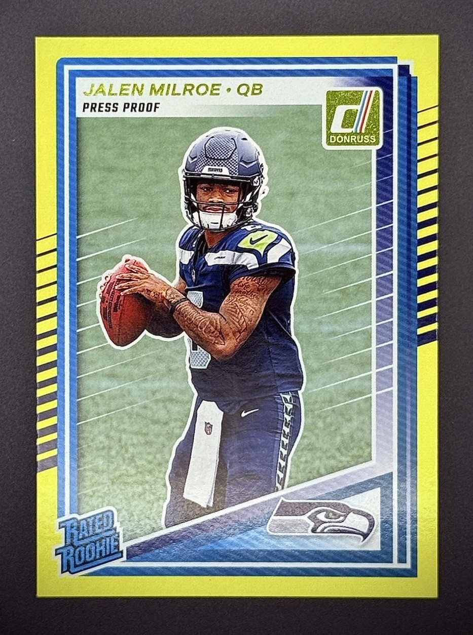 2025 Donruss Jalen Milroe Rated Rookie Yellow Press Proof #307