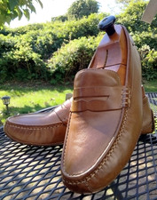 Cole Haan Mens Sz 10 Grant Canoe Penny Driving Moc Loafer #C12134 Cognac Leather