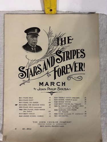 1898 The Stars and Stripes Forever John Philip Sousa Piano Duet Presser
