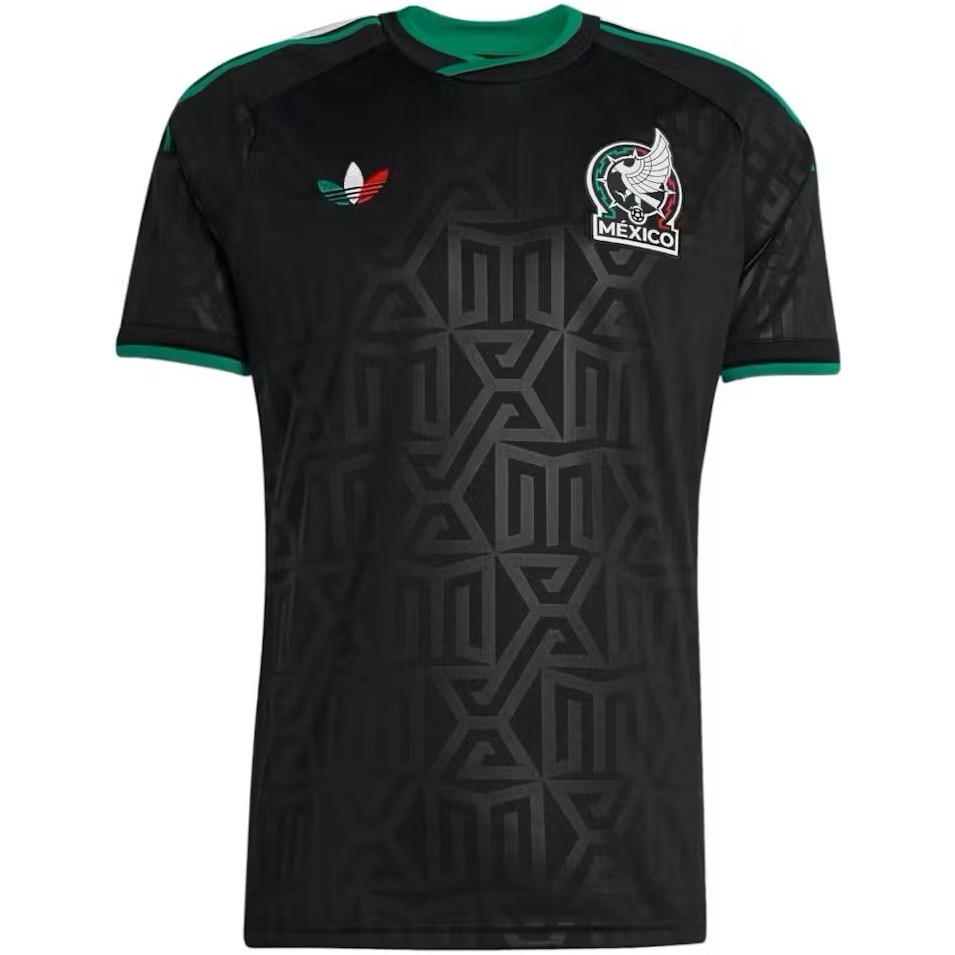 adidas Mexico National Team Soccer Jersey Black with Green Trim
