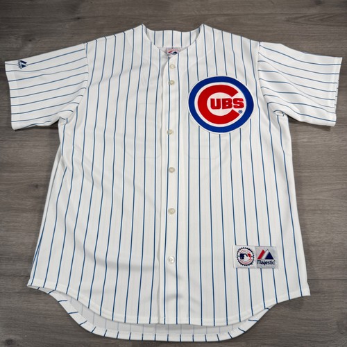 Vintage Majestic Chicago Cubs Jersey White Blue Pinstripe Large 6400 Ted Lilly