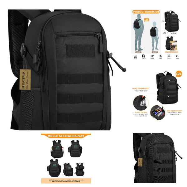 Molle Rucksack 12L Wasserdicht Taktisch Daypack Herren Damen Outdoor-image