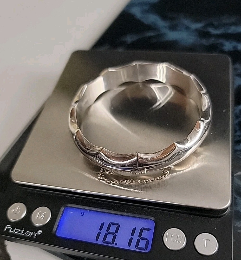 Sterling Silver Hinged Serrated Bangle Bracelet 9… - image 4