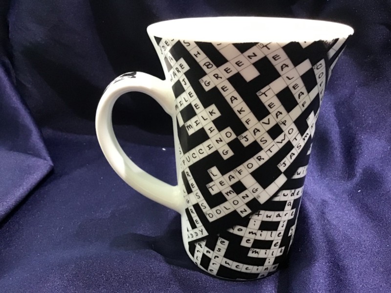 PAUL CARDEW CROSSWORD PUZZLE MUG designed in ENGLAND fine porcelain NEVER USED!