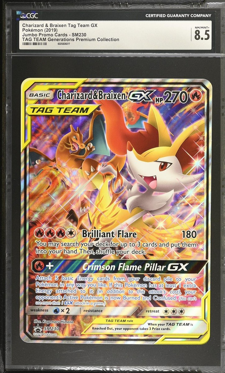 Pokemon Tag Team Generations Charizard Braixen GX SM230 JUMBO