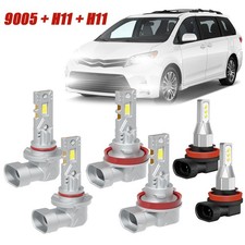 For Toyota Sienna CSP 6000K LED Headlight Combo Kit Hi Low + Fog Light 2012-2018