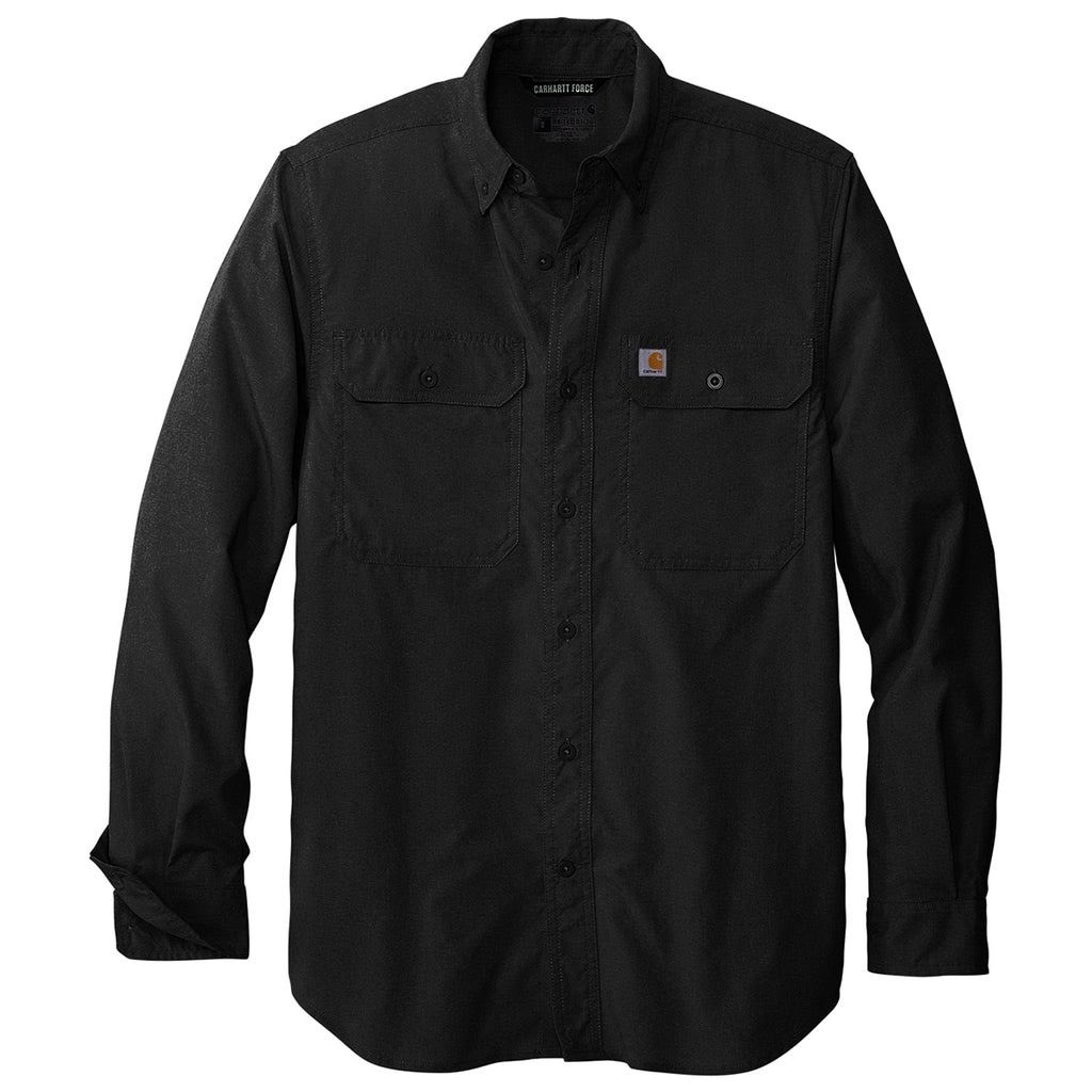Carhartt Men's Black Force Solid Long Sleeve Shirt Loose Fit 2XL Tall Button