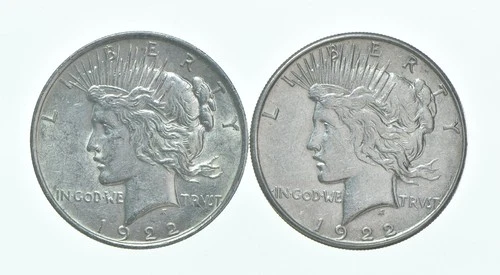 1922 & 1922-S Peace Silver Dollar $1 Bullion Collection Lot *192