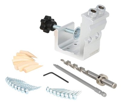 31 PCS Pocket Hole Jig Adjustable Woodworking Tools with Step Drill Bit and R...
