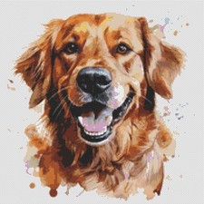 Golden Retriever Puppy Dog Contemporary Artwork Large Original Cross Stitch