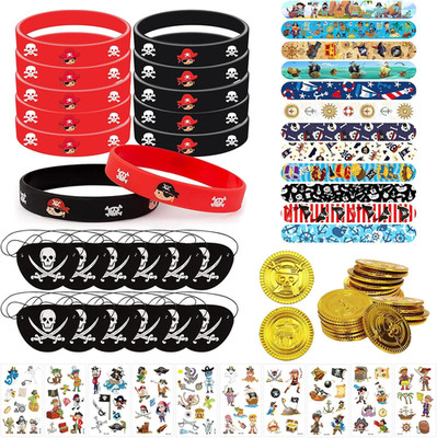 70 Stück Piraten Party Mitgebsel Piraten Zubehör Set Piraten Silikonarmbänder Go