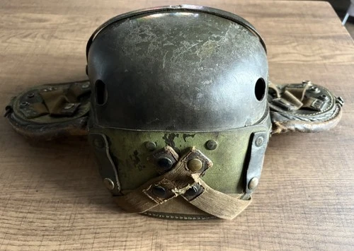 ORIGINAL VINTAGE POST WWII ARMY MILITARY TANKER HELMET EUROPEAN M-1938 STYLE