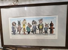 Curt Frankenstein Hand-colored Etching Signed 23200 Waiting For No. 31 Dogs Curt Frankenstein Hand-colored Etching Signed 23200 Waiting For No. 31 Dogs