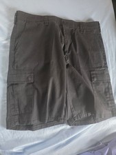 Authentic Men's Gray Solid Cargo Shorts Flat Front Zip w/ Cargo Pockets